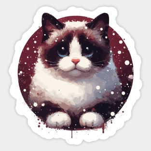 Cute Snowshoe Cat Painting Sticker